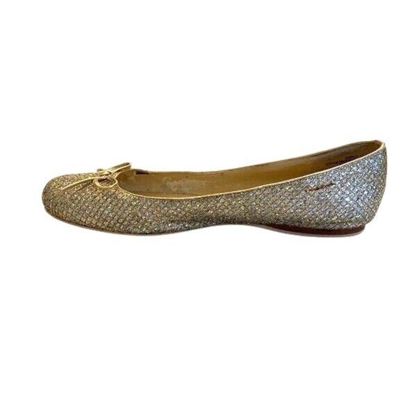 Enzo Angiolini Women 9.5M Gold & Silver Glitter Fairy Ballet Flats W/ Bow Detail - Picture 12 of 14